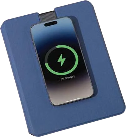 Orvian A5 10000mAh Magnetic Charging Organiser – Blue notebook with charging phone