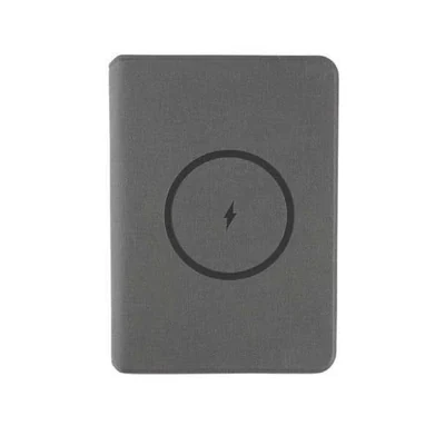 Velmora 10000mAh Wireless Charging Notebook Folder – Grey notebook front