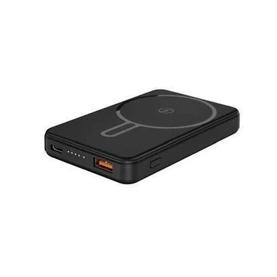 Tavora 5000 15W Magnetic Wireless Power Bank – Black magnetic power bank at angle