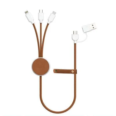 Cevano 120cm 6-in-1 Charging Cable – Tan and white multi-connector cable