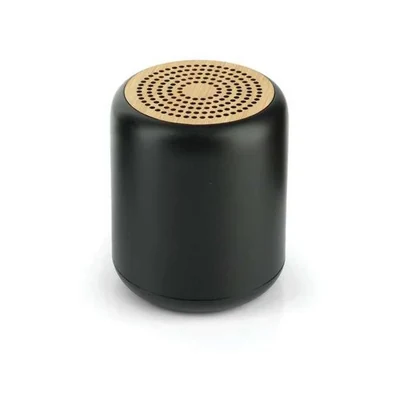 Cevora 5W Recycled ABS and Bamboo Wireless Speaker – Bamboo top black wireless speaker