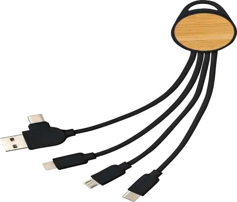 Linvero 6-in-1 Recycled TPE and Bamboo Cable – Bamboo multi-connector cable