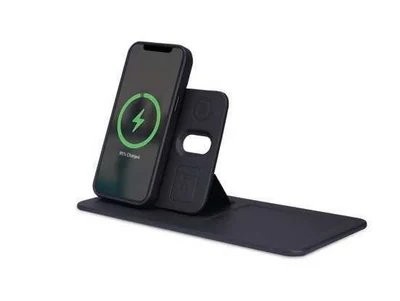 Desqora 3-in-1 Magnetic Wireless Charger and Desk Tray – Black multi-device charging desk mat