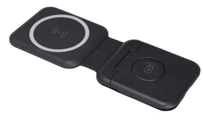 Duovaro 2-in-1 Magnetic Wireless Charger with Cable Set – Black foldable charger opened