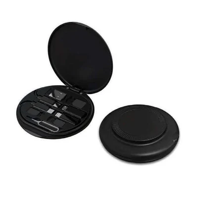 Novaro 15W Magnetic Wireless Charger and Cable Kit, open and closed circular cable kit