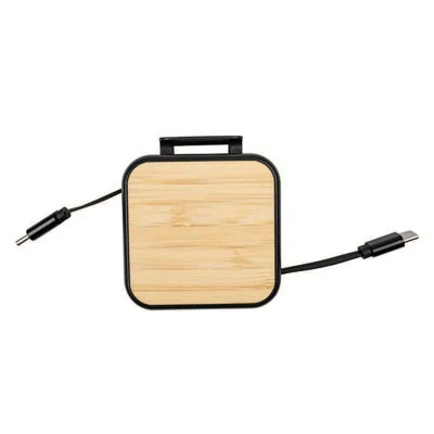 Arenzo 60W Bamboo Retractable Multi-Cable Set, bamboo cable set with extended cable