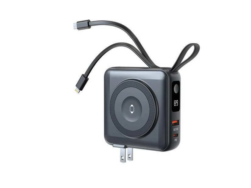 Valtoro 10000 mAh Travel Power Bank and Wall Charger, travel power bank with built-in cables