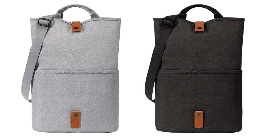 Lorvian Convertible Laptop Messenger Bag, Light grey and black convertible messenger bags