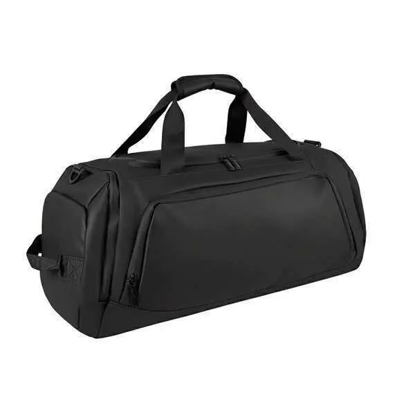 Travaro 2-in-1 Duffel Backpack with Shoe Compartment, Black convertible duffel bag with carry handles