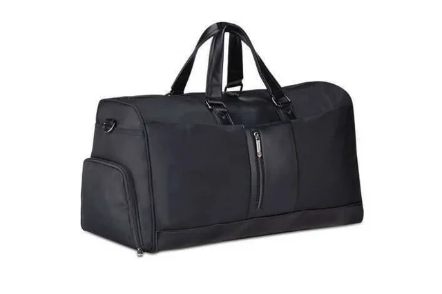 SKROSS Alpha Holdall Duffel Bag, Black holdall duffel, front three-quarter view