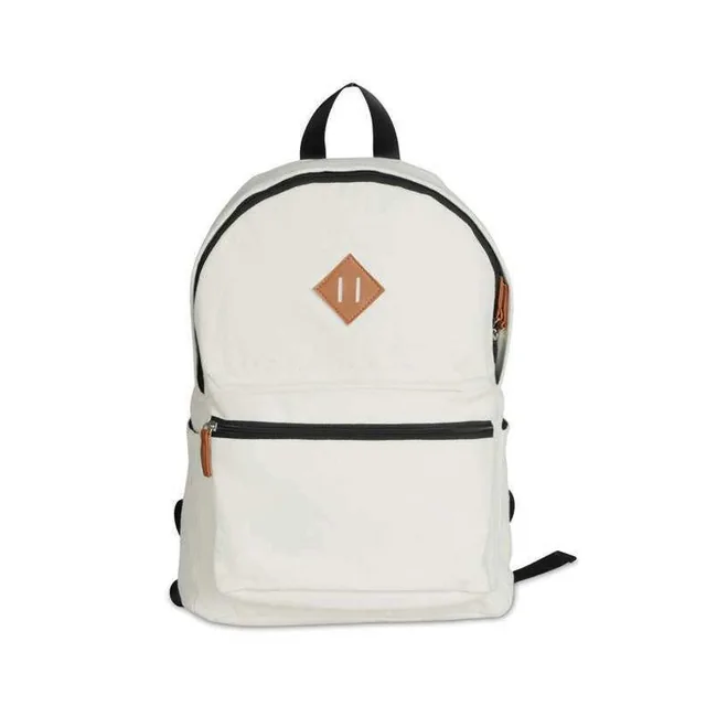 Cavessa 15-inch Canvas Backpack, Beige canvas backpack with tan trim