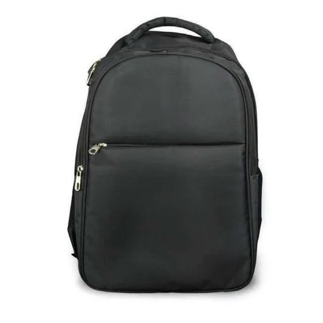 Silvato Three-Zip Daily Backpack, Black multi-compartment backpack, front view