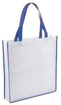 Ruvessa Contrast-Edge Non-Woven Tote, White non-woven tote with royal blue handles and trim