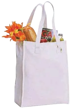Gussera 240gsm Gusseted Cotton Tote, White gusseted cotton tote with grocery props