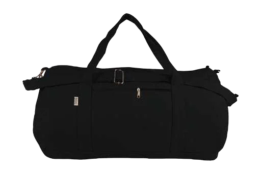 Duvessa 300gsm Recycled Cotton Duffle, Black recycled cotton duffel with shoulder strap