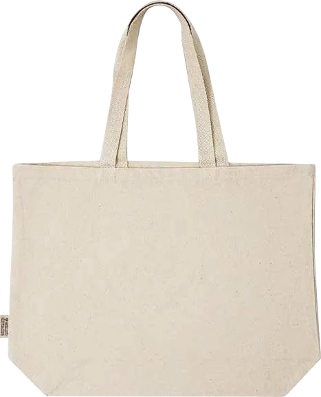 Orlessa 300gsm Recycled Cotton Beach Tote, Natural recycled cotton beach tote with bottom gusset