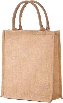 Juvessa Vertical Jute Tote, Natural vertical jute tote with reinforced handles