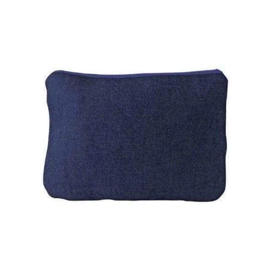 Denlan Denim Zipper Pouch, Blue denim zipper pouch