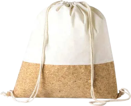 Cormet Cotton and Cork Drawstring Bag, Natural cotton and cork drawstring bag
