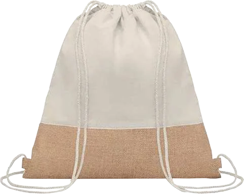 Juten Cotton and Jute Drawstring Bag, Natural cotton and jute drawstring bag