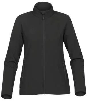 STORMTECH Women's Orbiter Softshell Jacket, Women’s black softshell jacket, front view
