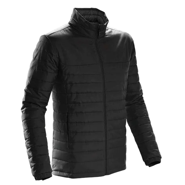 STORMTECH Men's Nautilus Quilted Jacket, Black quilted jacket, three-quarter view