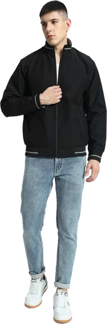Vardeno Men's Reversible Bomber Jacket, Men’s reversible jacket showing black face