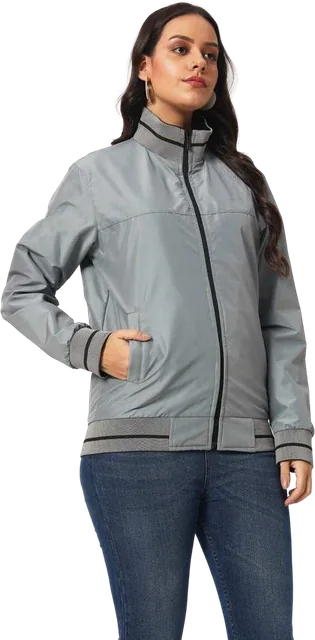 Vardeno Women's Reversible Bomber Jacket, Women’s reversible jacket showing grey face