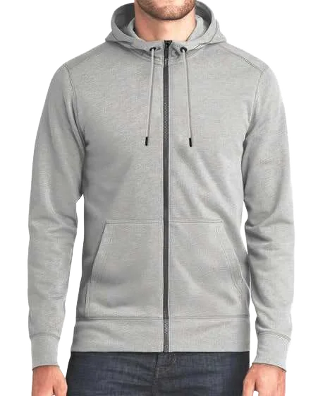 Talvian Full-Zip Fleece Hoodie, Grey melange full-zip hoodie