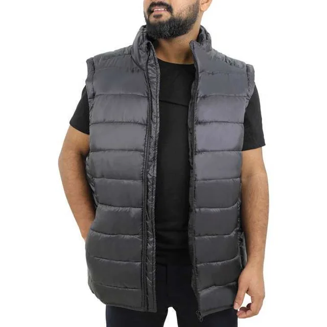Nivaro Zip-Up Puffer Vest, Black padded vest worn from the front