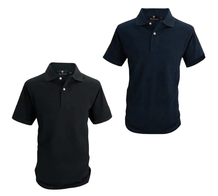 Tonino Lamborghini Men's Cotton Polo Shirt, Black and navy blue short-sleeve polos