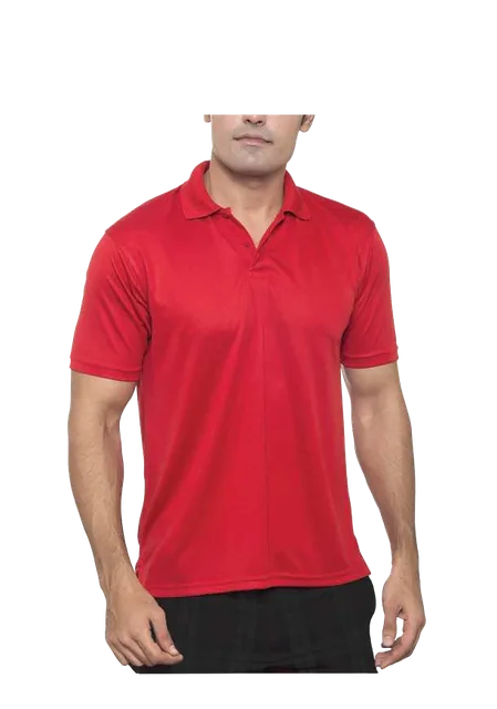 Orvanto Unisex 180–190 GSM Polyester Polo Shirt, Red sporty polo worn from the front