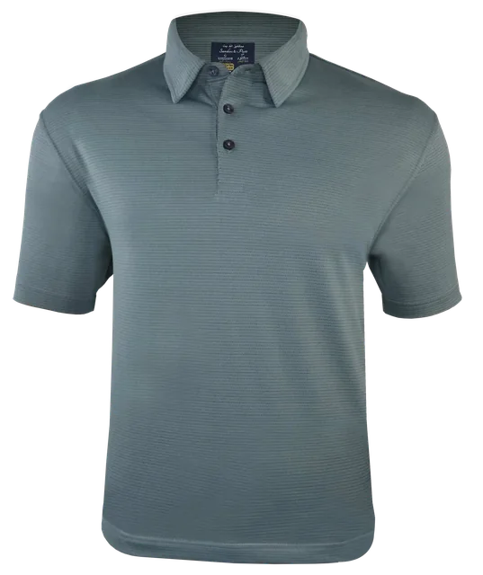 Fairvello Men's Two-Tone Knit Golf Polo Shirt, Dark grey golf polo, isolated front view