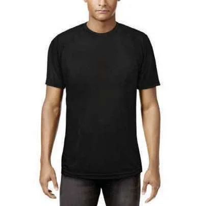 Salvero Polyester Roundneck Sports T-Shirt, Black sports T-shirt worn from the front