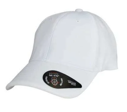 Piquen Pique Mesh Fitted Cap, White fitted cap with original Nu-Fit product sticker