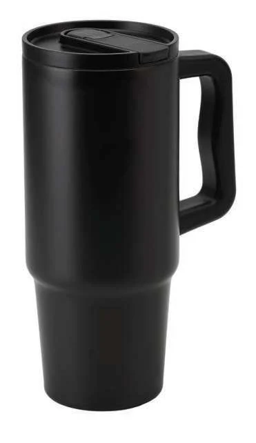 Hans Larsen Edrin 900ml Sip-Straw Tumbler, Black handled tumbler with sip straw lid