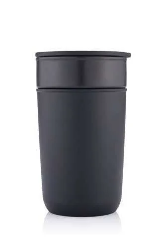 Hans Larsen Saven 360ml Ceramic Tumbler, Black ceramic tumbler with protective case