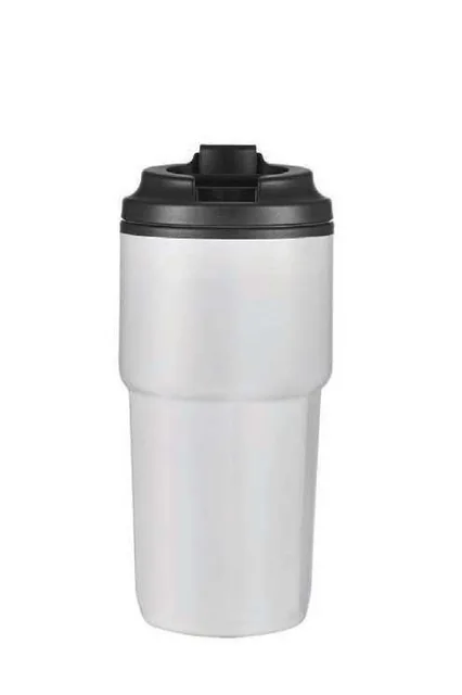 Giftology Kelrin 500ml Steel Coffee Tumbler, White travel tumbler with sip lid