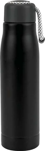 Nivren 550ml Vacuum Water Bottle, Black vacuum bottle with cord loop cap