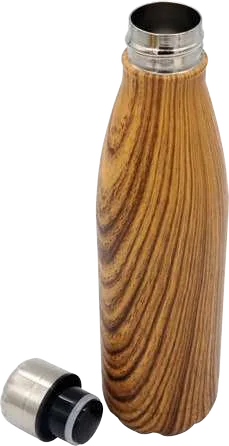 Hans Larsen Woodren 500ml Wood-Print Bottle, Light wood-print bottle with cap removed