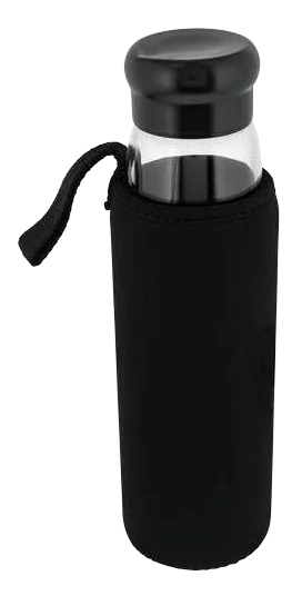 Hans Larsen Boriven 500ml Glass Bottle, Glass bottle with black sleeve and wrist strap