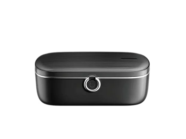 Hans Larsen Varmio Electric Lunch Box, Black lunch box, closed