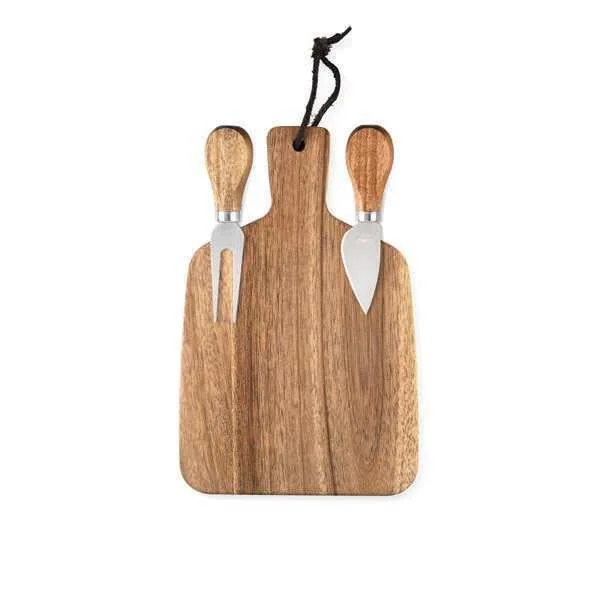 eco-neutral Cutera Wooden Board and Two-Knife Set, Board and two knives, front view