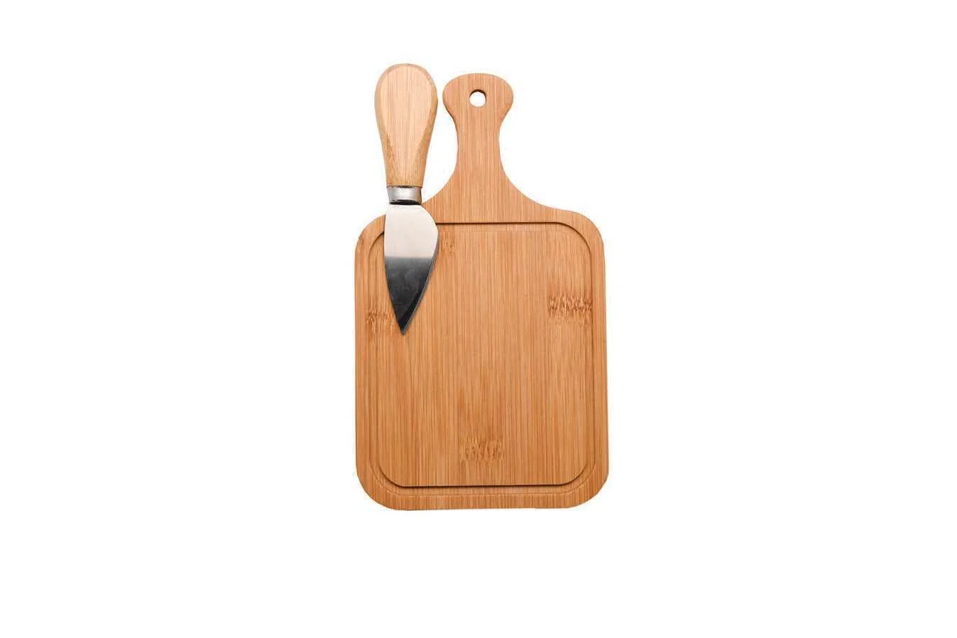 eco-neutral Minova Bamboo Board and Knife Set, Board and knife, front view