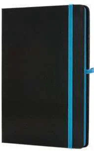 Santhome Edgelo A5 Coloured-Edge Notebook, Black notebook with blue edge and elastic