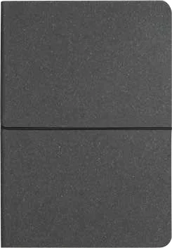eco-neutral Corvella A5 Bonded Leather Notebook, Black recycled bonded-leather notebook, closed