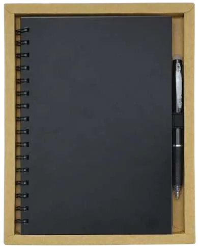 Santhome Eravyn Reusable Notebook & Pen Set, Black reusable notebook and pen in gift box