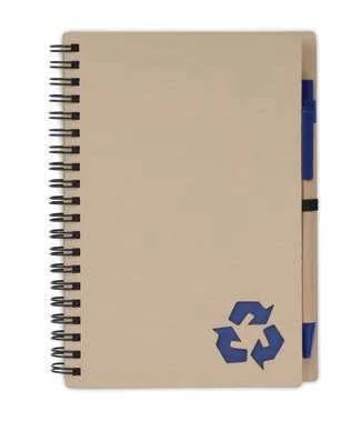 eco-neutral Kravello B6 Notepad & Pen Set, Navy-accent B6 kraft notepad and pen