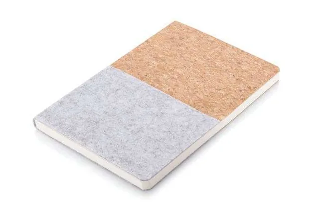 eco-neutral Felvessa A5 Felt & Cork Notebook, Felt and cork notebook, angled view