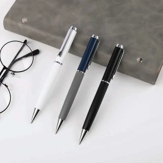 Giftology Axbra Twist Metal Ballpoint Pen, White, blue-grey and black twist pens